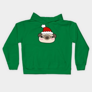 Santa Hat Pug Face Kids Hoodie